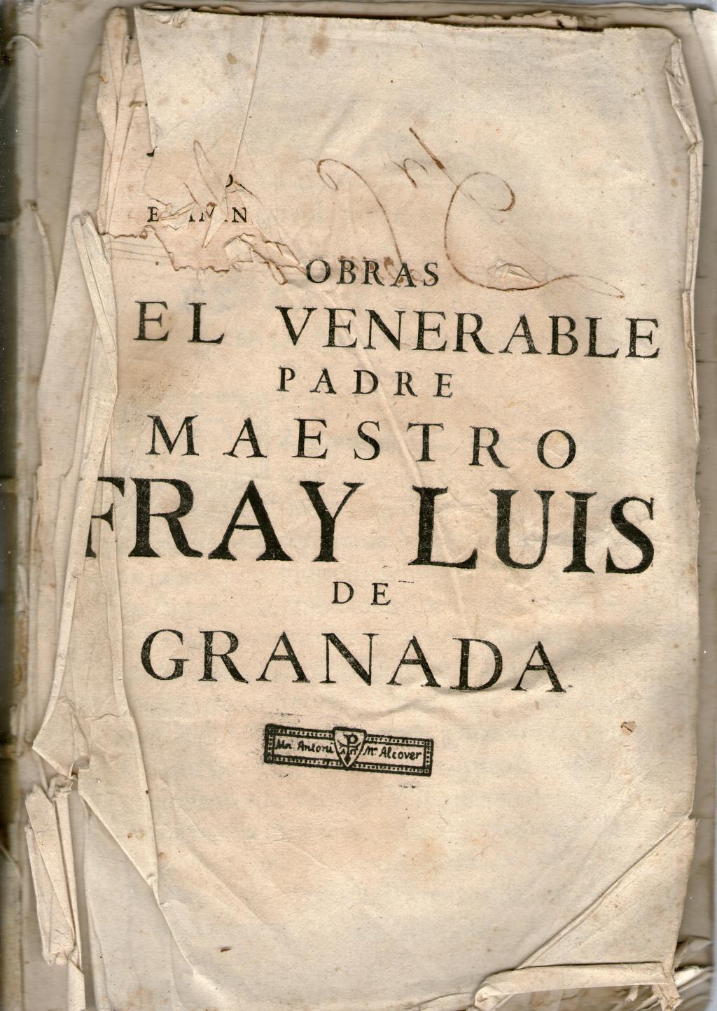 Coberta de Obras del Venerable padre maestre Fray Luís de Granada (Tom I)